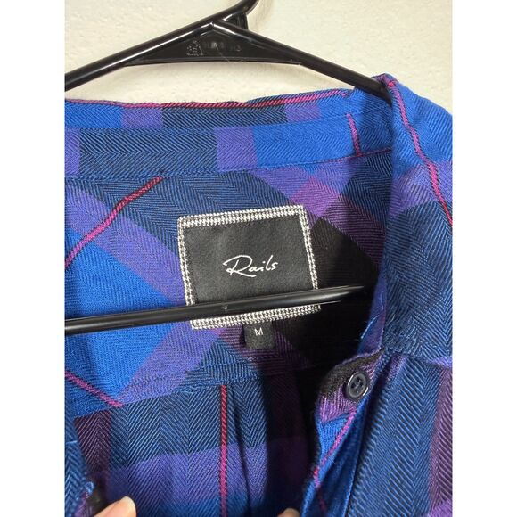 Rails Womens Blue Purple Plaid Button Up Flannel Sz M Soft Grunge - Picture 6 of 9